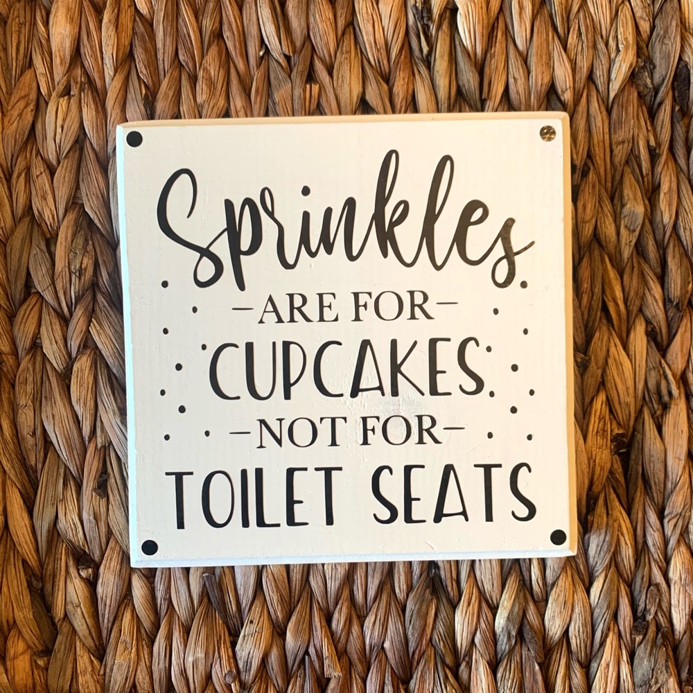 Wood decor funny bathroom sign